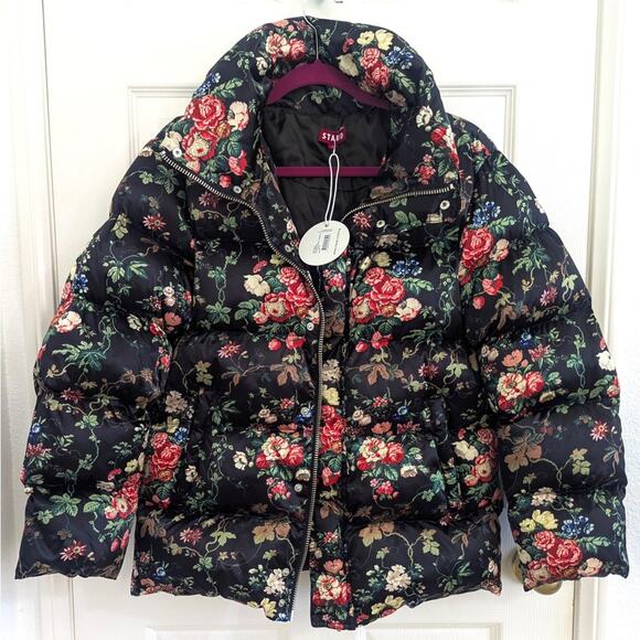 RARE NEW NWT STAUD Ace Floral Puffer Jacket Size Small - Picture 4 of 11
